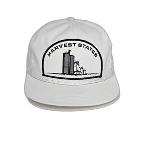 Vintage 80s K-Products Harvest States Snapback Hat | White Black Made In USA Cap
